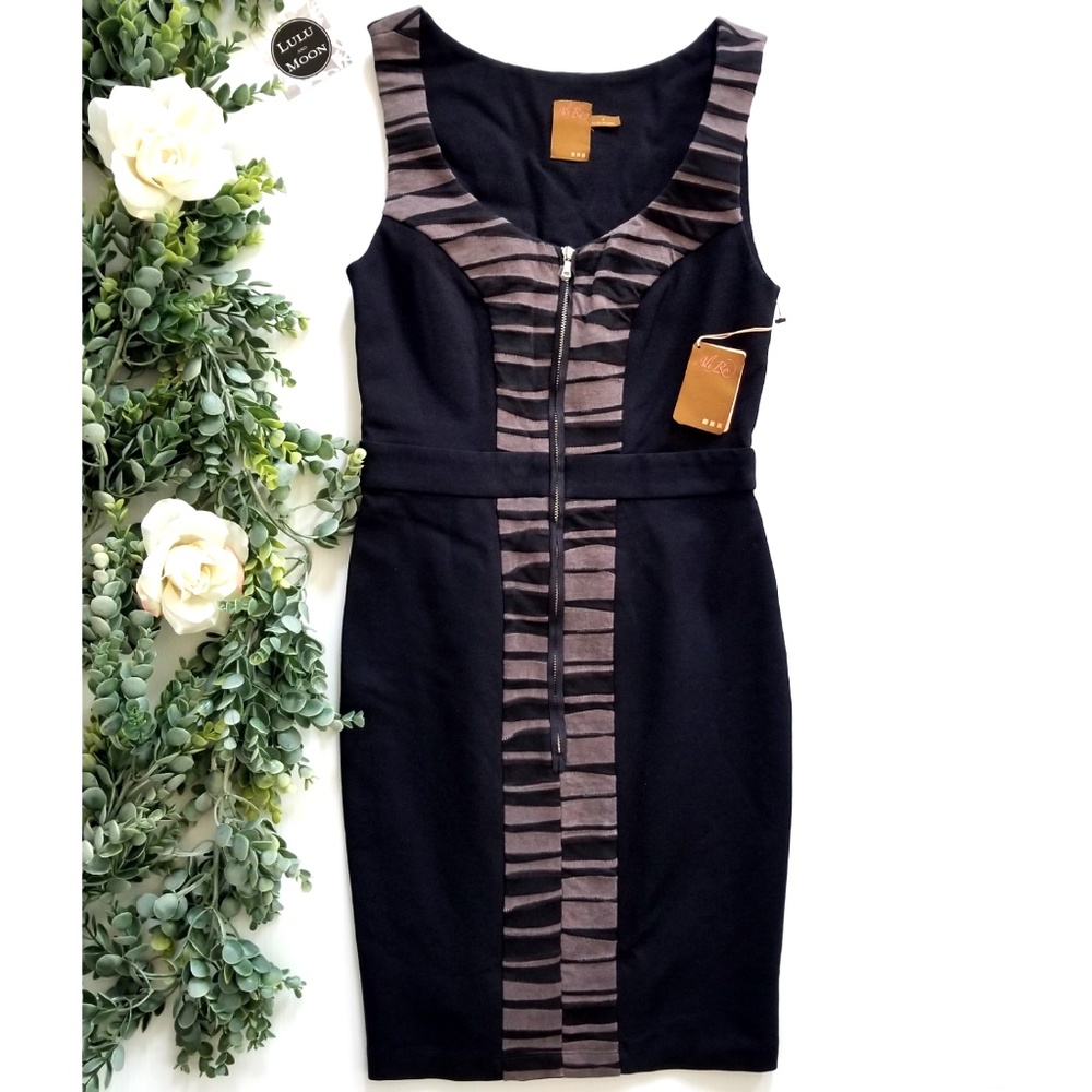 ALI RO front zip body con dress size 4
